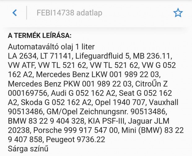 Eladó 5 X 1L Febi ATF ( Automataváltó )olaj bolti ár alatt.