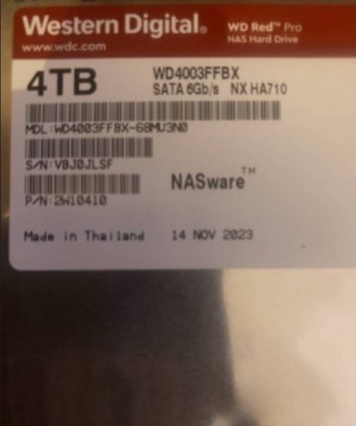 Eladó 5db 4TB-os WD Red NAS 7200rpm 256Mbhdd!