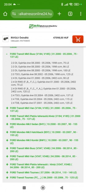 Eladó Ford Transit 2.0,2.4 új önindító