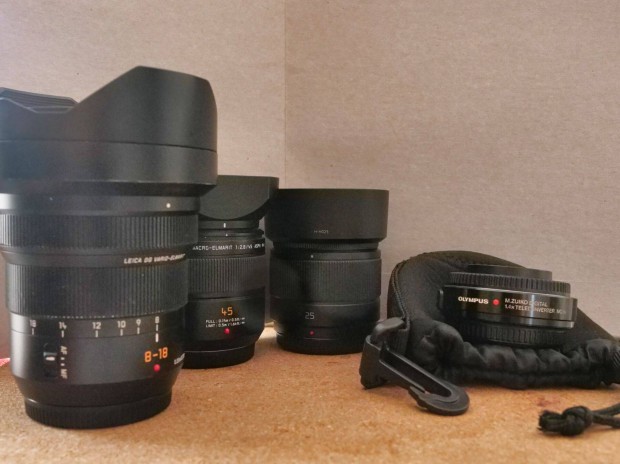 Elad Leica Lumix m4/3 objektvek, Olympus MC-14 telekonverter