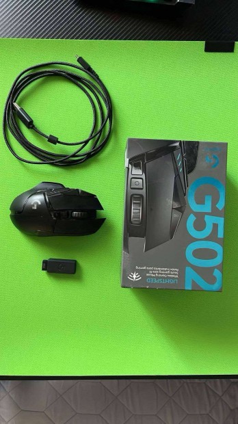 Eladó Logitech G502 Lightspeed vezeték nélküli gamer egér dobozával,
