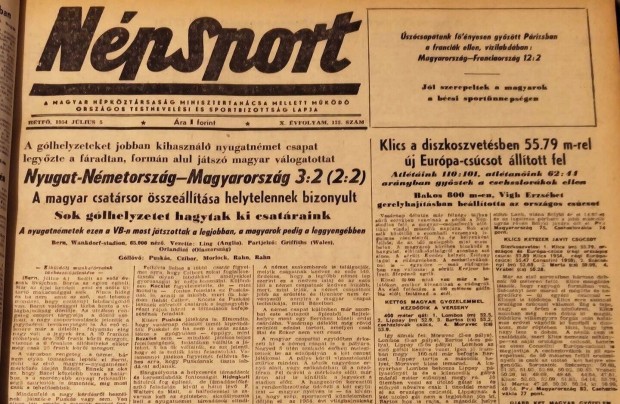 Elad Npsport teljes 1954-es vfolyama knyvkti ktsben!