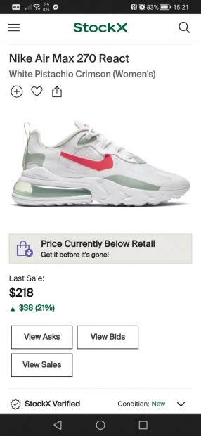 Elad Nike Air Max 270 React White Pistachio Crimson