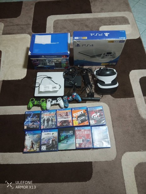 Eladó PS4 Fehér + VR + 3 kontroller + 10 játék | Csak Jófogás GLS