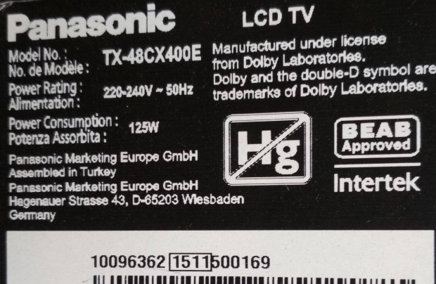 Eladó Panasonic TX-48CX400E TV alkatrésznek