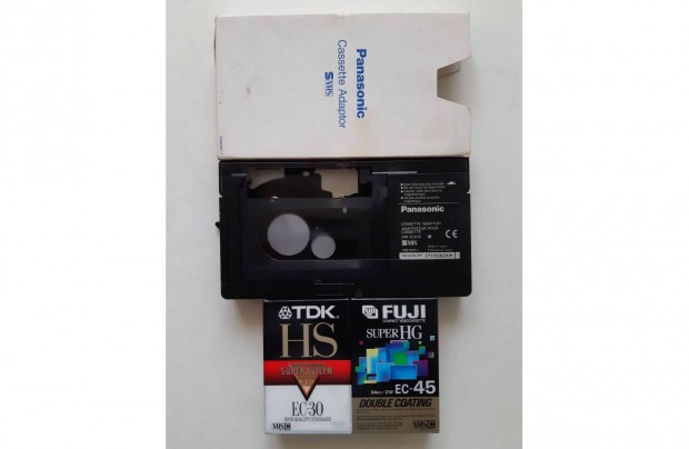 Elad Panasonic VHS-C - VHS adapter kazetta + 2 db bontatlan kazetta