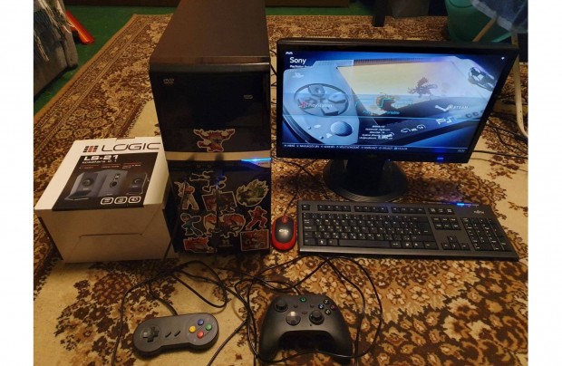Eladó Retro Emulátoros komplett pc 2 joyal+monitor