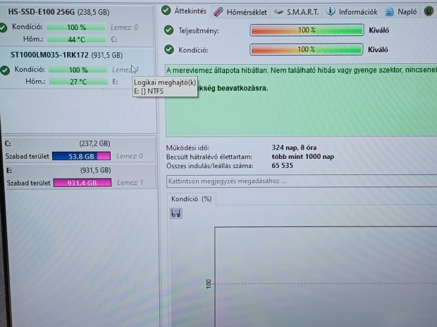 Eladó Seagate 2,5" hdd 1TB 100/100
