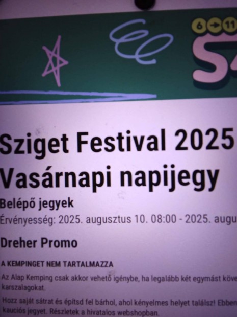 Elad Sziget Fesztivl napijegy