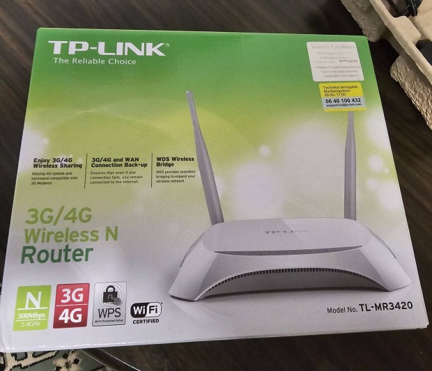 Elad TP-Link TL-MR3420 router minden tartozkval.