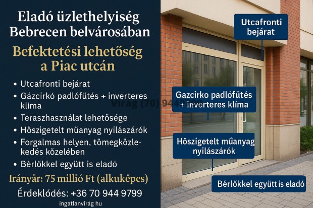 Eladó Üzlethelyiség, Debrecen 75.000.000 Ft