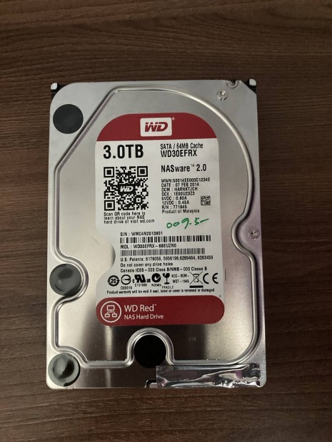 Eladó WD Red 3TB 3,5"-os HDD kiváló állapotban