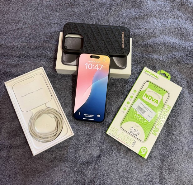 Eladó! Iphone 15 Pro, Black Titanium, 128GB-os mobiltelefon.