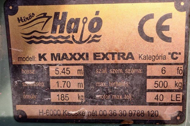 Elad�: K-Maxxi Extra 5.45 + Yamaha 8 LE 2T