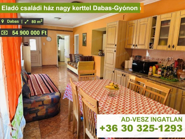 Elad� csal�di h�z nagy kerttel Dabas-Gy�non