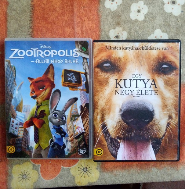 Eladó dvd 2 db: Zootropolis+Egy kutya négy élete