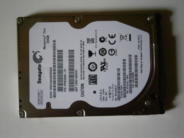 Eladó egy 320 Gb-os, kiváló állapotú 2,5"-os (notebook) merevlemez