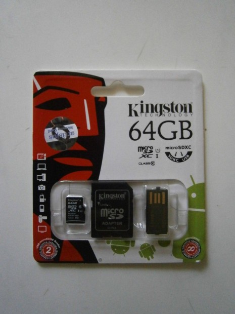 Elad egy 64GB-os Kingstone micro Sdxc krtya USB adapterrel