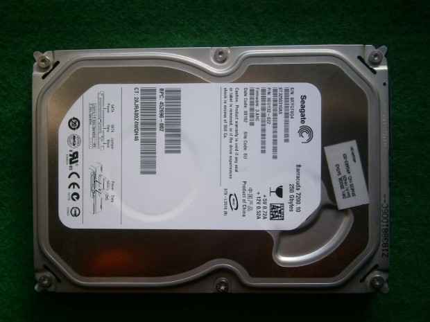 Eladó egy Kiváló Állapotú Seagate 250 GB-os SATA merevlemez