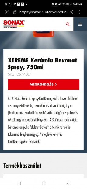 Elad egy Sonax premium brpol szett plusz egy kermia bevonat spray