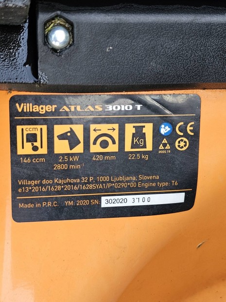 Elad egy hasznlt Villager Atlas 3010t benzinmotoros fnyr 