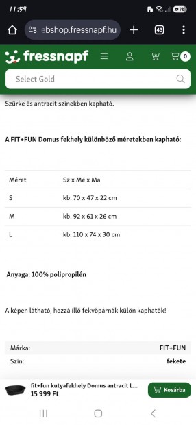 Elad egy nagy mret kutyafekhely