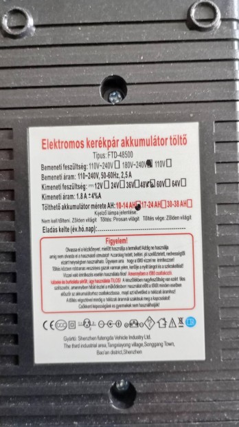 Eladó elektromos roller ill kerékpár töltő