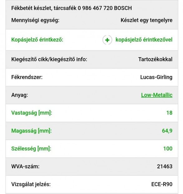 Eladó féktárcsa+fékbetét !