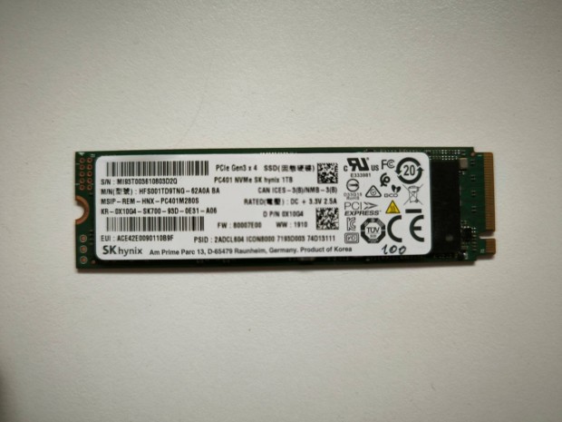 Elad hasznlt 1Tb-os nvme ssd