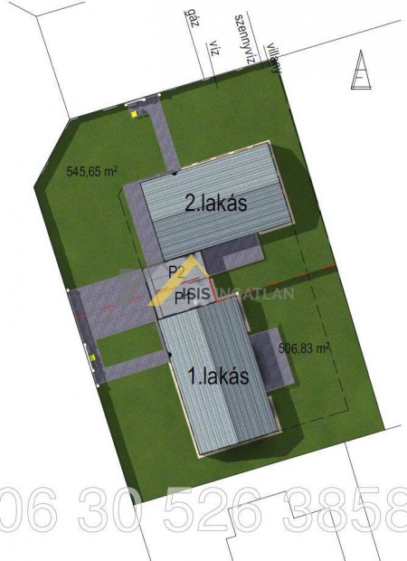 Elad� nappali + 2 szob�s, �j �p�t�s� ikerh�z fedett aut�be�ll�val!