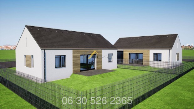 Elad� nappali + 3 szob�s, k�z�s falazat n�lk�li, ikerh�z