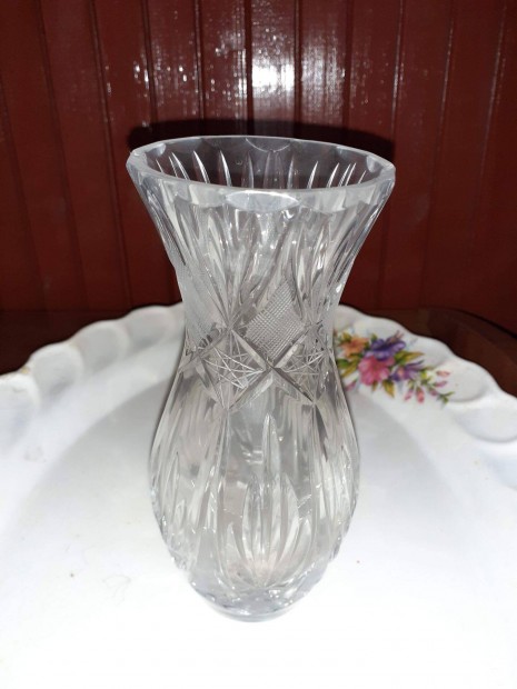 Eladó régi csiszolt kristály váza 25cm