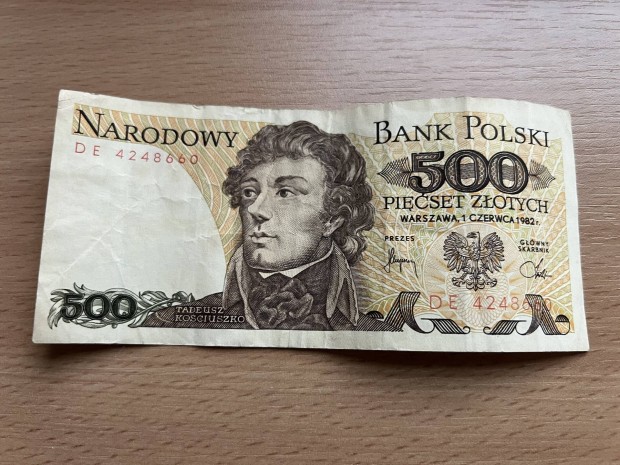 Eladó régi lengyel 500 zloty bankjegy (1982) - 3000 Ft