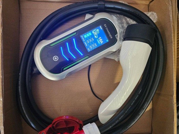 Eladó új 5m EVSE EV töltő Type 2 3 fázis (11KW) 8-16A elektromos jármű