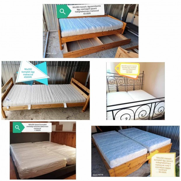 Eladó újszerű, komplett ágyak választható matraccal 