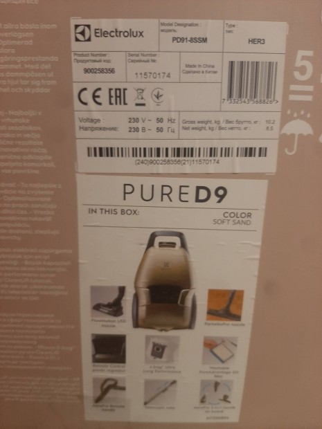 Electrolux Pure D9 porszv PD91-8SSM bontatlan,  j