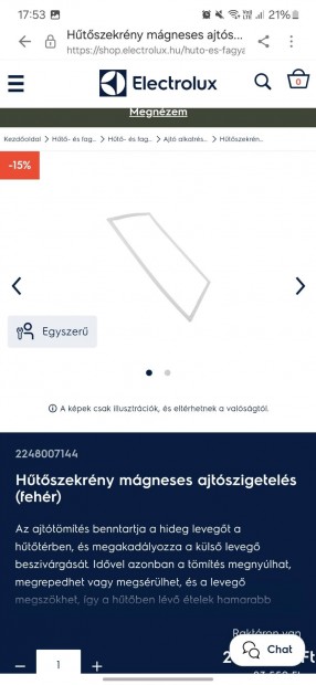 Electrolux hűtő-ajtógumi, tömítés kombi magas hűtőhöz