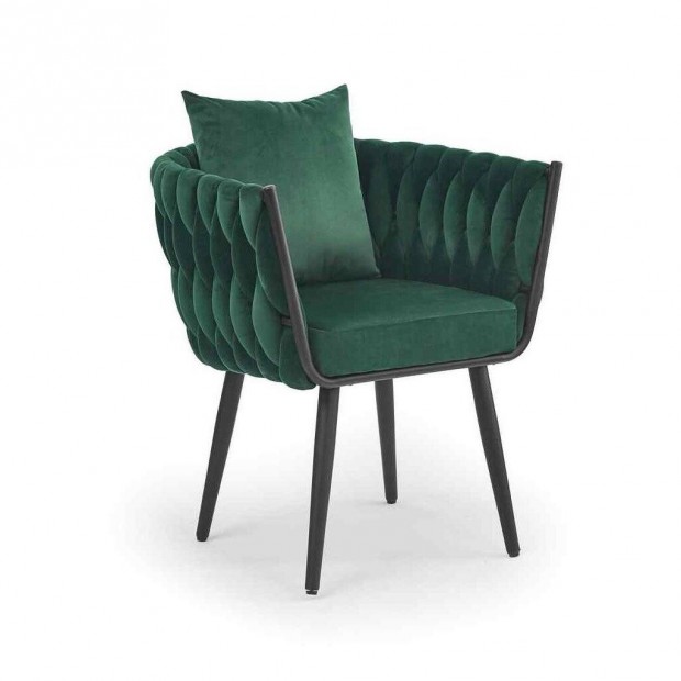 Elegáns modern design zöld bársony fotel karosszék új