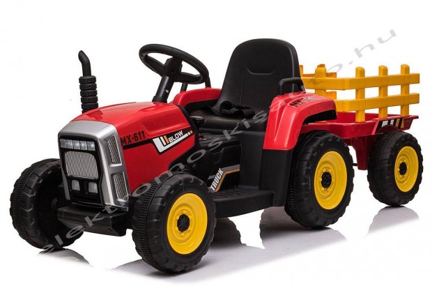 Elektromos Traktor 12V + utnfut piros egyszemlyes kisaut
