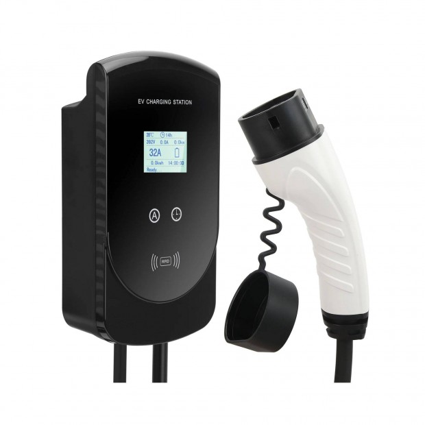 Elektromos autó töltő 7 kW (1x32A) RFID, WIFI, IP55, 5 méter Type 2