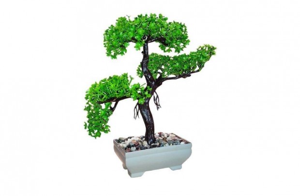 Élethű műanyag Bonsai fa 22 cm, elegáns asztali dekoráció