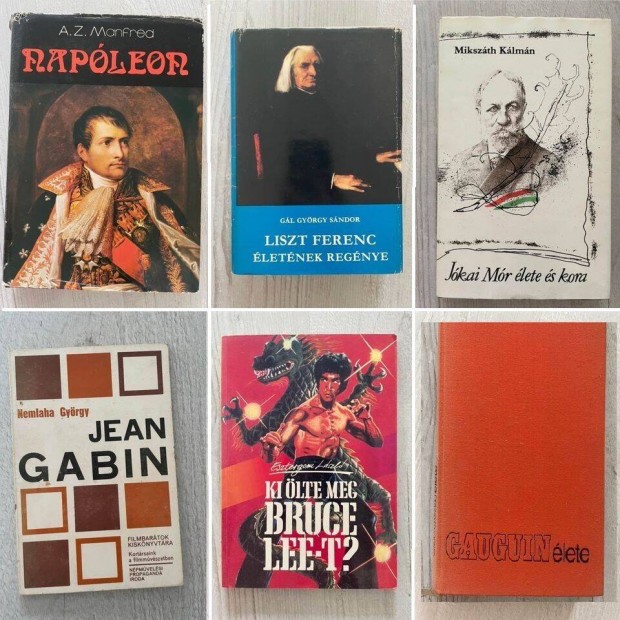 Életrajzi könyvek (Audrey Hepburn, Boleyn Anna, Madonna, Bruce Lee.)