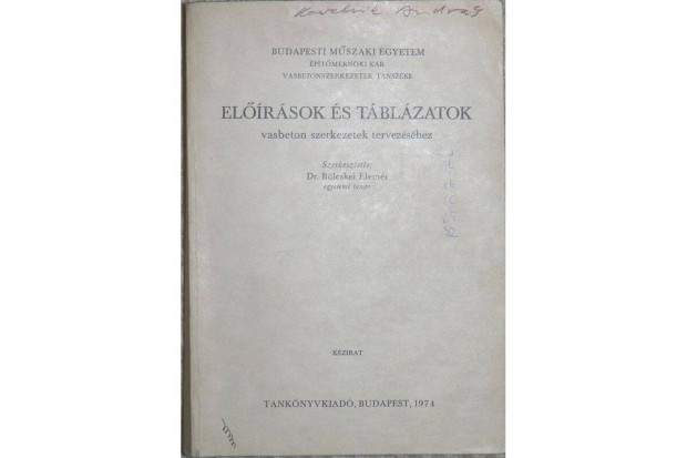 Elrsok s tblzatok vasbeton szerkezetek tervezshez, 1974