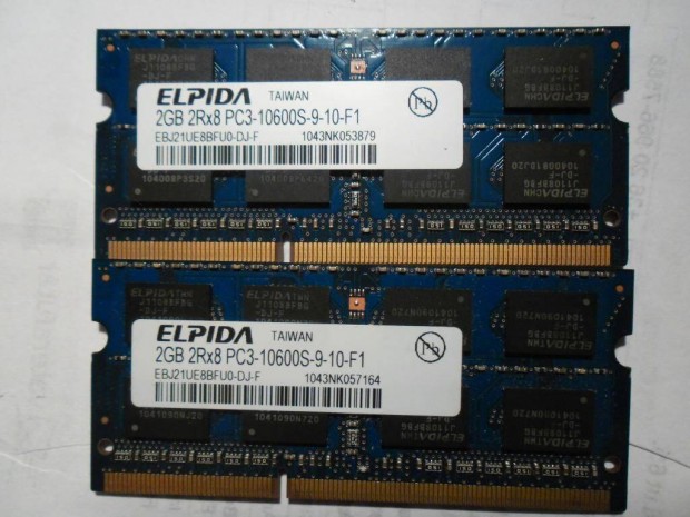 Elpida 4gb. 2x 2gb. DDR3 PC3-10600s laptop ram pr