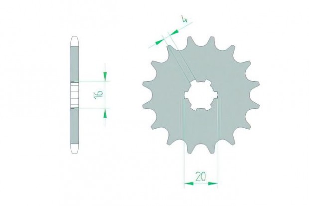 Első lánckerék Afam 420 / 14 fog KX 65 / 85