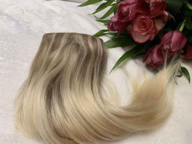 Emberi haj tresszelt csatos szilikon pntos 33 cm 80 gr 