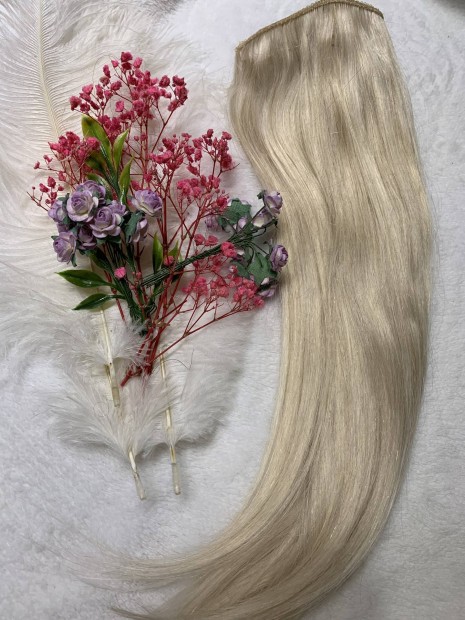 Emberi haj tresszelt csatos szilikon pntos 37 cm 78 gr