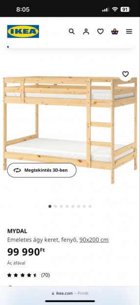 Emeletes gy, Ikea 90*200