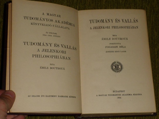 mile Boutroux: Tudomny s valls a jelenkori philosophiban 1914