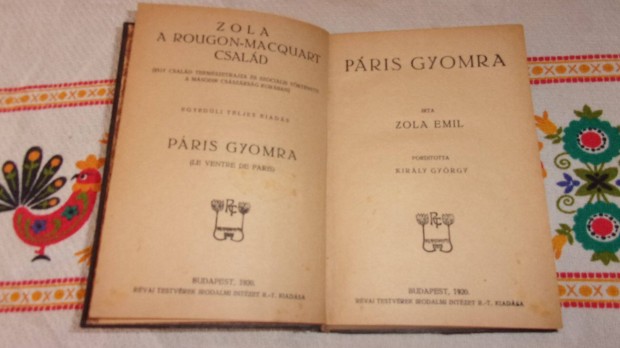 Emile Zola Pris gyomra kiads ve 1920